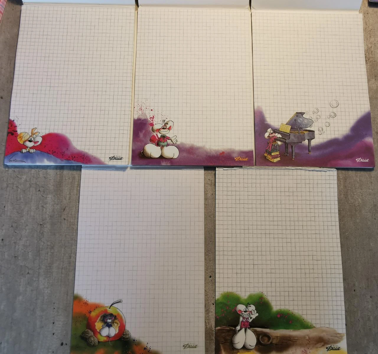Lot 5 feuilles A5 Diddl années 90